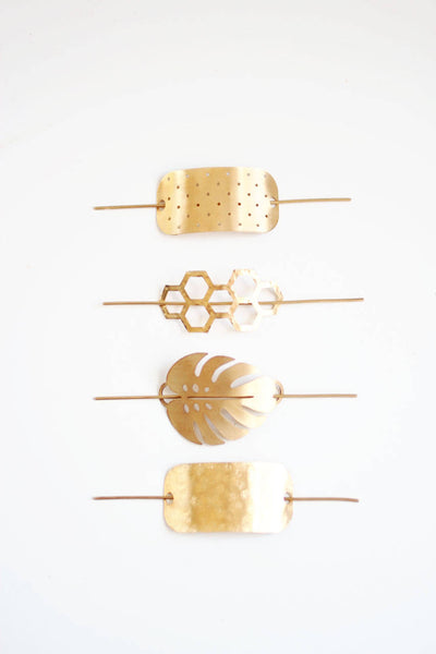 Honeycomb Hair Pin | Brass Hair Clip | Brass Hair Slide | Hair Barrette | Hair Accessories