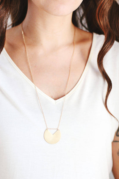 Minimalist Geometric Circle Necklace | 14k Gold Filled | Sterling Silver | Long Necklace | Brass Necklace