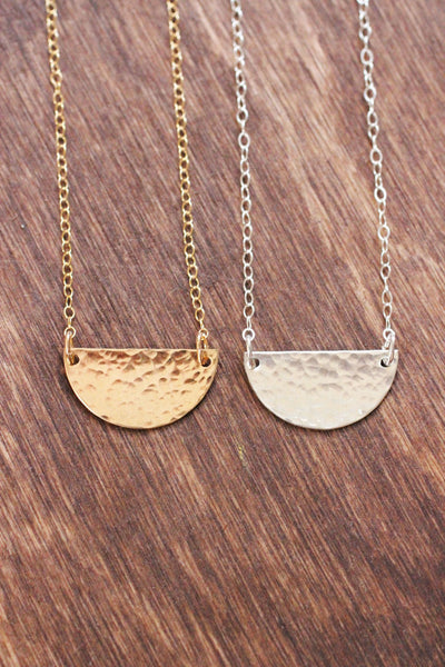 Small Hammered Half Moon Necklace | Gold Fill | Sterling Silver | Minimalist Necklace | Dainty Necklace | Hammered Necklace | Half Circle