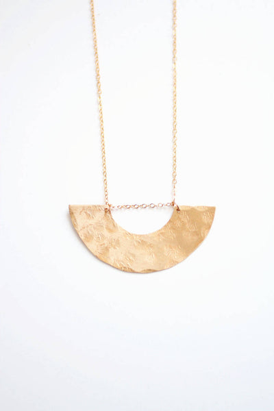 Hammered Half Moon Rainbow Necklace | Half Moon Necklace | Gold Half Moon | Sterling Half Moon | Long Geometric Necklace | Half Circle