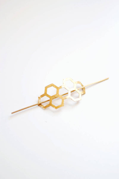 Honeycomb Hair Pin | Brass Hair Clip | Brass Hair Slide | Hair Barrette | Hair Accessories