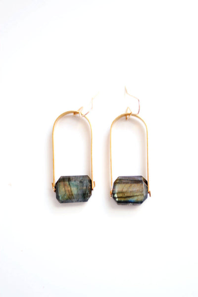 Faceted Nugget Stone Arch Earrings | Brass | 14k Gold Fill | Sterling Silver
