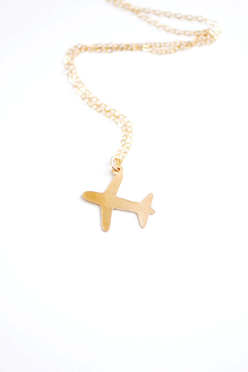 Airplane 18K White Gold Pendant Necklace