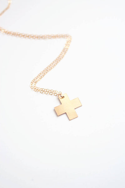 Minimalist Swiss Cross Necklace | Brass Necklace | 14k Gold Filled Necklace | Sterling Silver | Minimalist Necklace | Minimal Jewelry