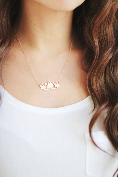 Geometric Mountains Necklace | Brass Necklace | 14k Gold Filled Necklace | Sterling Silver Necklace
