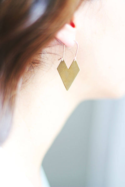 Chevron Arrow Earrings | Hoop Earrings | Brass Chevron Earrings | Gold Chevron | Silver Chevron | Brass Arrow | Gold Arrow | Geometric
