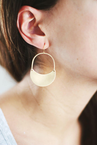Crescent Dangle Earrings | Crescent Moon Earrings | Brass Earrings | Crescent Hoop Earrings |  Crescent Moon | Gold Fill Crescent Earrings