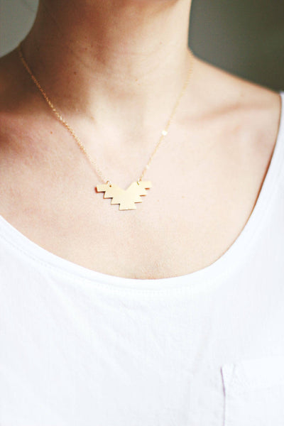 Geometric Phoenix Necklace | Brass Necklace | 14k Gold Filled Necklace | Sterling Silver Necklace | Geometric Necklace