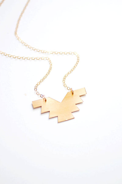 Geometric Phoenix Necklace | Brass Necklace | 14k Gold Filled Necklace | Sterling Silver Necklace | Geometric Necklace