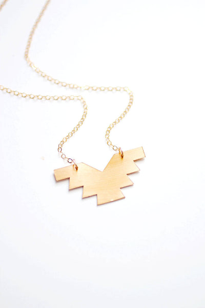 Geometric Phoenix Necklace | Brass Necklace | 14k Gold Filled Necklace | Sterling Silver Necklace | Geometric Necklace