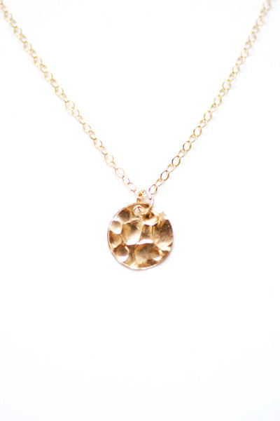 Tiny Hammered Disc Necklace | 14k Gold Fill Necklace | Sterling Silver Necklace | Layer Necklace