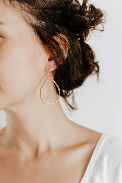 Sculptural Large Teardrop Earrings - Hoop Earrings | Delicate Earrings | Gold Filled Earrings | Dangle Earrings | Sterling Earrings