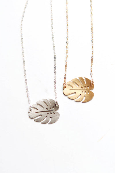 Small Monstera Leaf Necklace | Monstera Necklace | Leaf Necklace | Leaf Jewelry | Monstera Jewelry | Palm Leaf Necklace | Monstera Gold