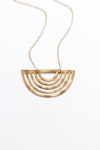 Half Moon Rainbow Necklace | Brass Necklace | Long Necklace | Geometric Necklace | Half Moon Necklace | Sterling Silver | Hammered Necklace