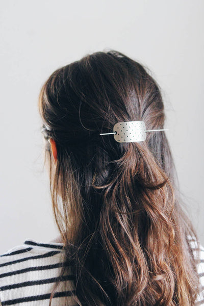 Polkadot Bar Hair Pin | Brass Hair Clip | Brass Hair Slide | Hair Barrette | Hair Accessories | Silver Hair Clip