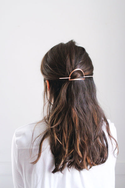 Half Moon Hair Pin | Brass Hair Clip | Copper Hair Slide | Hair Barrette | Hair Accessories | Copper Hair Clip | Silver Hair Slide