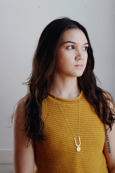 Minimalist U Circle Drop Necklace | Minimalist Necklace | Modern Necklace | Long Necklace | Brass Necklace | Circle Necklace | Shape Jewelry