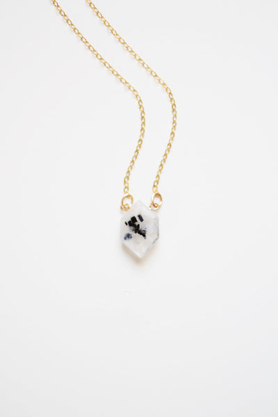 Hexagon Moonstone Necklace | Moonstone Jewelry | 14k Gold Fill Necklace | Sterling Silver | Gemstone Necklace | Stone Necklace
