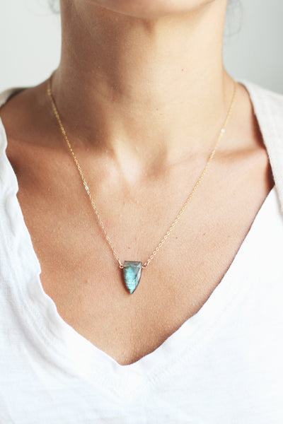 Triangle Spear Labradorite Necklace | Labradorite Jewelry | 14k Gold Fill Necklace | Sterling Silver | Gemstone Necklace | Stone Necklace