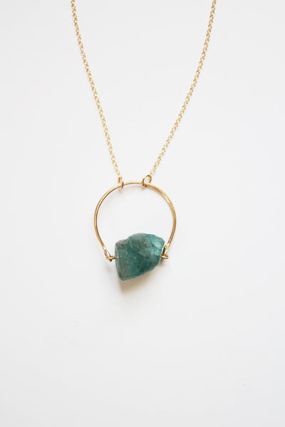 Arch Apatite Raw Crystal Necklace |  Blue Stone Necklace | Raw Stone Necklace | Gold Apatite Necklace | Raw Stone Jewelry | Apatite Jewelry