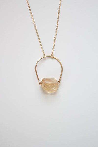 Arch Citrine Raw Crystal Necklace |  Yellow Stone Necklace | Raw Stone Necklace | Citrine Necklace | Raw Stone Jewelry | Citrine Jewelry