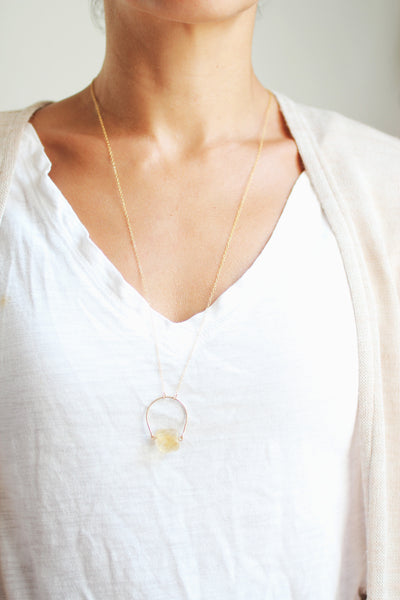 Arch Citrine Raw Crystal Necklace |  Yellow Stone Necklace | Raw Stone Necklace | Citrine Necklace | Raw Stone Jewelry | Citrine Jewelry