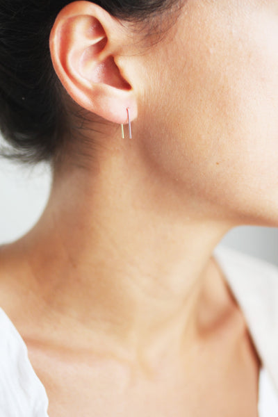 Mini Square Minimalist Wire Earrings