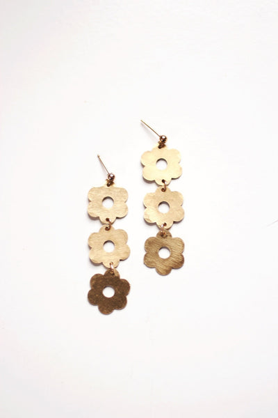 Triple Daisy Flower Earrings