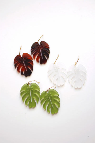 Monstera Leaf Acrylic Earrings | Leaf Earrings | Plant Earrings | Minimalist Earrings | Modern Jewelry | Acrylic Earrings