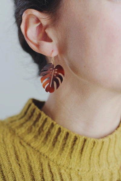 Monstera Leaf Acrylic Earrings | Leaf Earrings | Plant Earrings | Minimalist Earrings | Modern Jewelry | Acrylic Earrings
