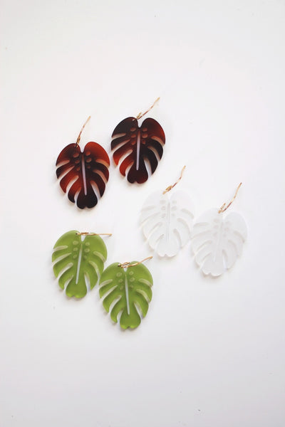 Monstera Leaf Acrylic Earrings | Leaf Earrings | Plant Earrings | Minimalist Earrings | Modern Jewelry | Acrylic Earrings