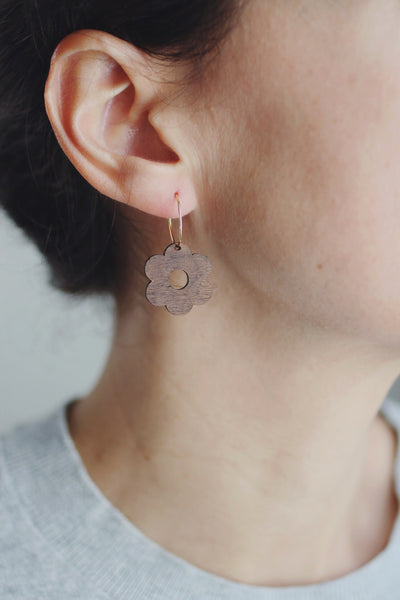 Daisy Flower Wood Earrings | Daisy Earrings | Flower Earrings | Minimalist Earrings | Modern Jewelry | Wood Earrings