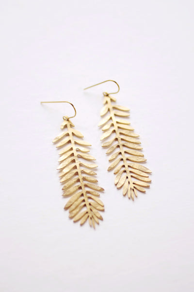 Hammered Long Branch Earrings | Drop Earrings | Hammered Earrings | Minimalist Earrings | Dangle Earrings | Modern Jewelry | Brass Earrings