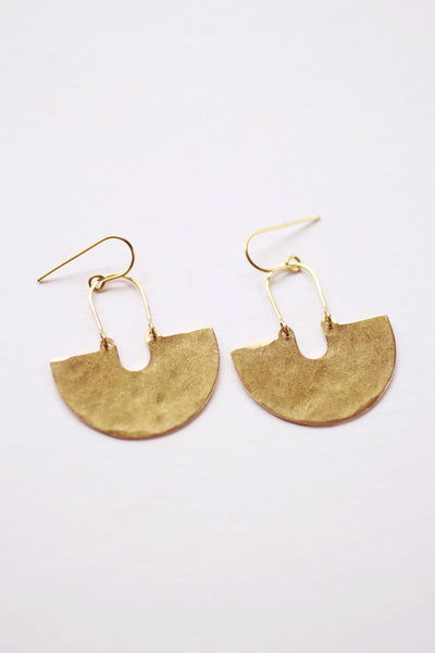 Half Moon Drop Earrings | Drop Earrings | Hammered Earrings | Minimalist Earrings | Moon Earrings | Modern Jewelry | Brass Earrings