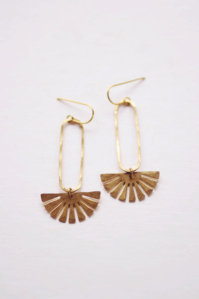Sunbeam Drop Earrings | Drop Earrings | Hammered Earrings | Minimalist Earrings | Rainbow Earrings | Modern Jewelry | Brass Earrings