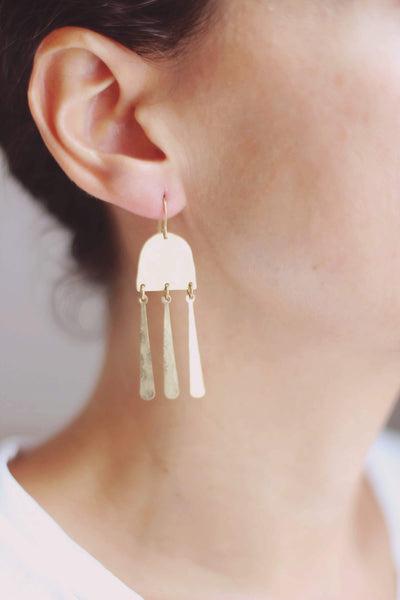 Mobile Tab Fringe Earrings | Drop Earrings | Hammered Earrings | Minimalist Earrings | Fringe Earrings | Modern Jewelry | Brass Earrings