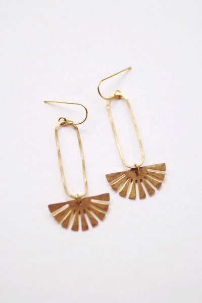 Sunbeam Drop Earrings | Drop Earrings | Hammered Earrings | Minimalist Earrings | Rainbow Earrings | Modern Jewelry | Brass Earrings