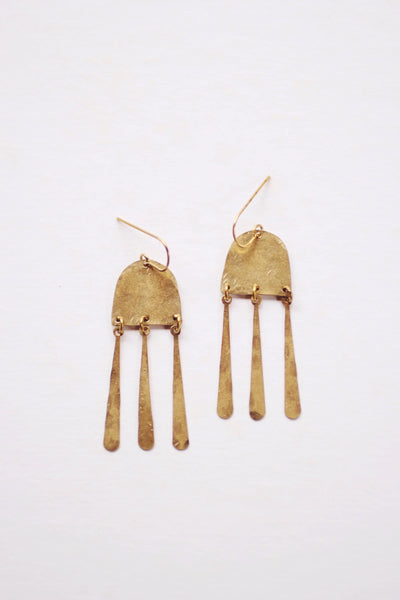 Mobile Tab Fringe Earrings | Drop Earrings | Hammered Earrings | Minimalist Earrings | Fringe Earrings | Modern Jewelry | Brass Earrings