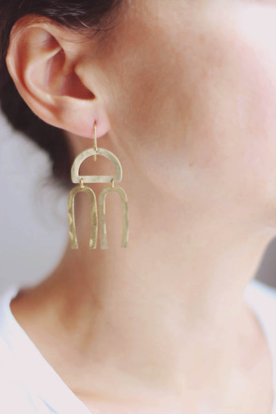 Mobile Arch Shapes Earrings | Drop Earrings | Hammered Earrings | Minimalist Earrings | Shapes Earrings | Modern Jewelry | Brass Earrings