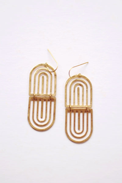 Hammered Mirror Rainbow Earrings | Hammered Earrings | Minimalist Earrings | Rainbow Earrings | Modern Jewelry | Brass Earrings