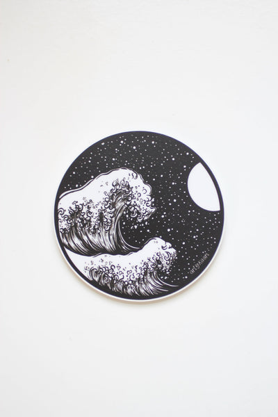Waves and Night Sky Vinyl Sticker