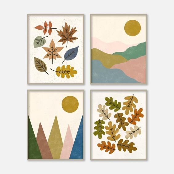 New Wall Art Prints: Minimalist Landscapes + Autumn Leaves