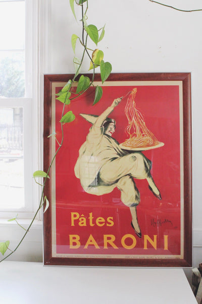 Vintage Reproduction Pâtes Baroni Framed European Advertising Art Poster 1921