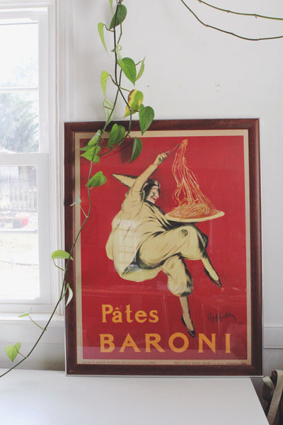 Vintage Reproduction Pâtes Baroni Framed European Advertising Art Poster 1921