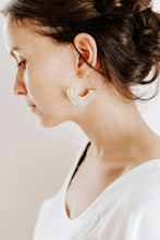 Load image into Gallery viewer, Hammered Half Moon Earrings