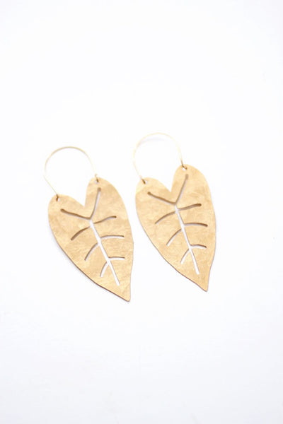 Heart Leaf Hoop Earrings