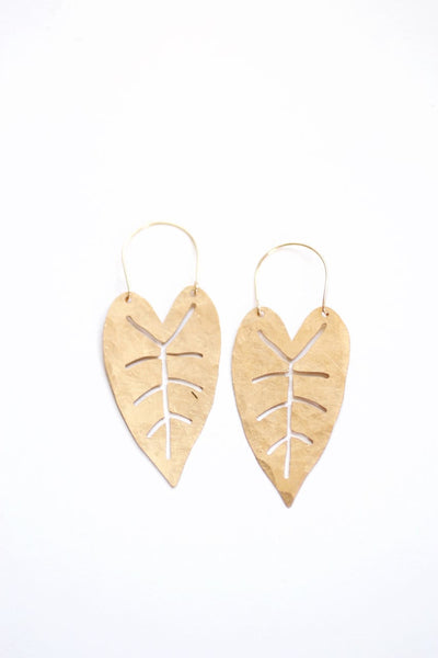 Heart Leaf Hoop Earrings