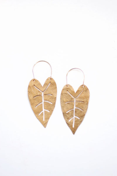 Heart Leaf Hoop Earrings