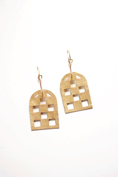 Checkboard Arch Hoop Earrings