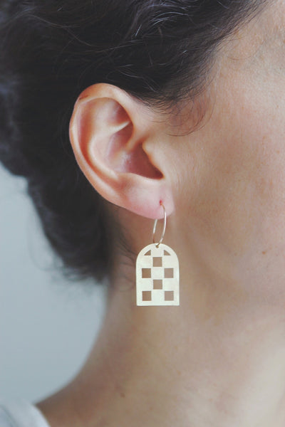 Checkboard Arch Hoop Earrings